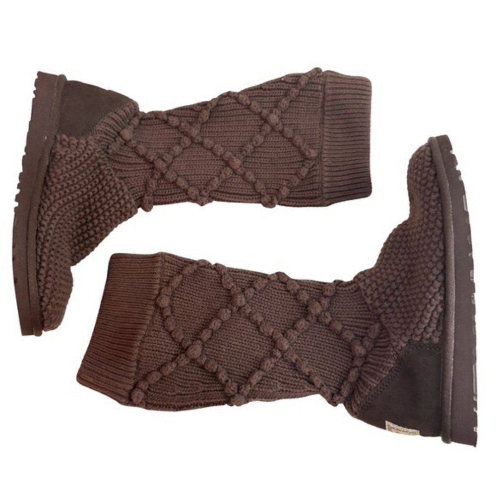 UGG Classic Argyle Knit Boots – Dark Brown